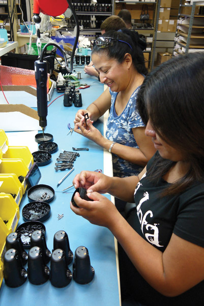 The Sola assembly line at Light & Motion. Photos: Heidi Hall