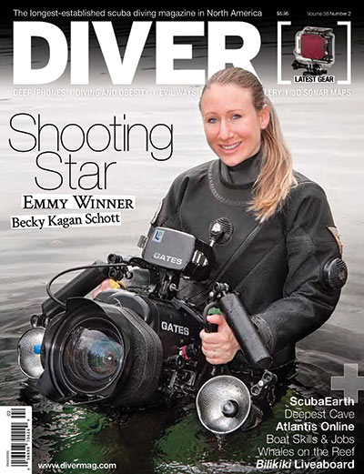 Multi Emmy award winning videographer Becky Kagan Schott on the cover of DIVER