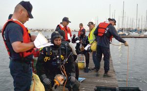 A Feel for Forensics Dive team prepares to search Alameda Estuary for bullet casings. Photos: Gregory Thomas
