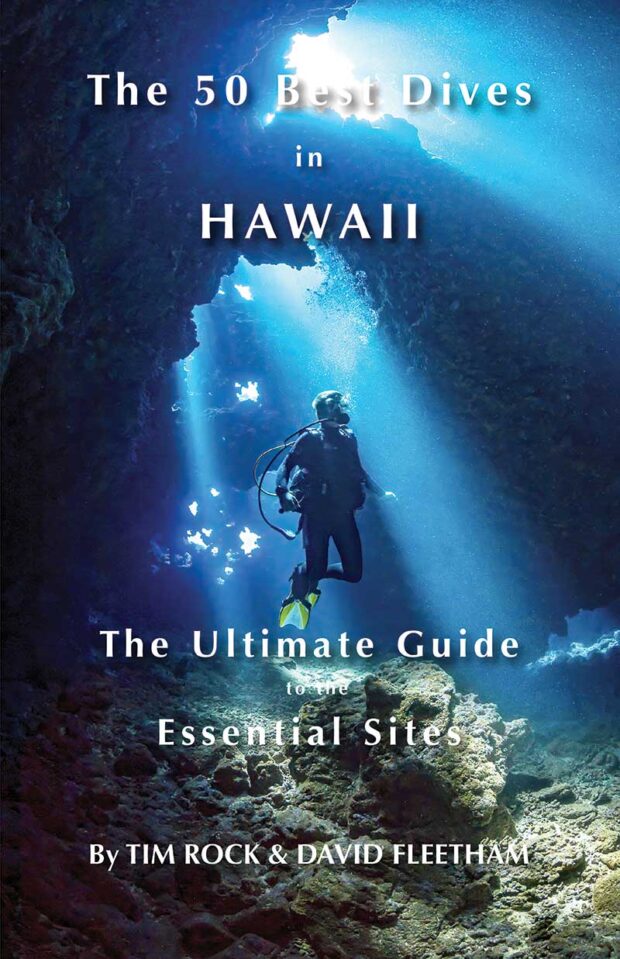 Underwater Photographer Free Diving Deep To Ocean Floor In Hawaii